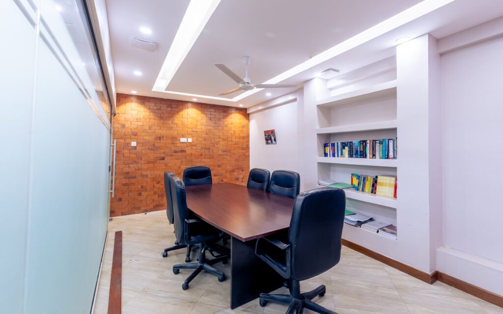 MJD Boardroom with a shelf to the right